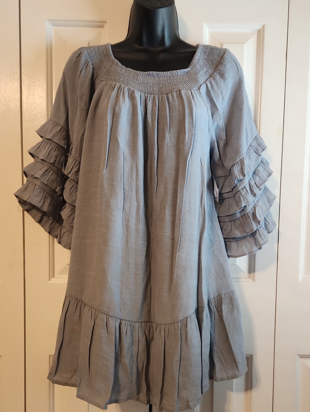 Blue Relaxed Ruffled Tunic - Womens Size: Sm/Med.